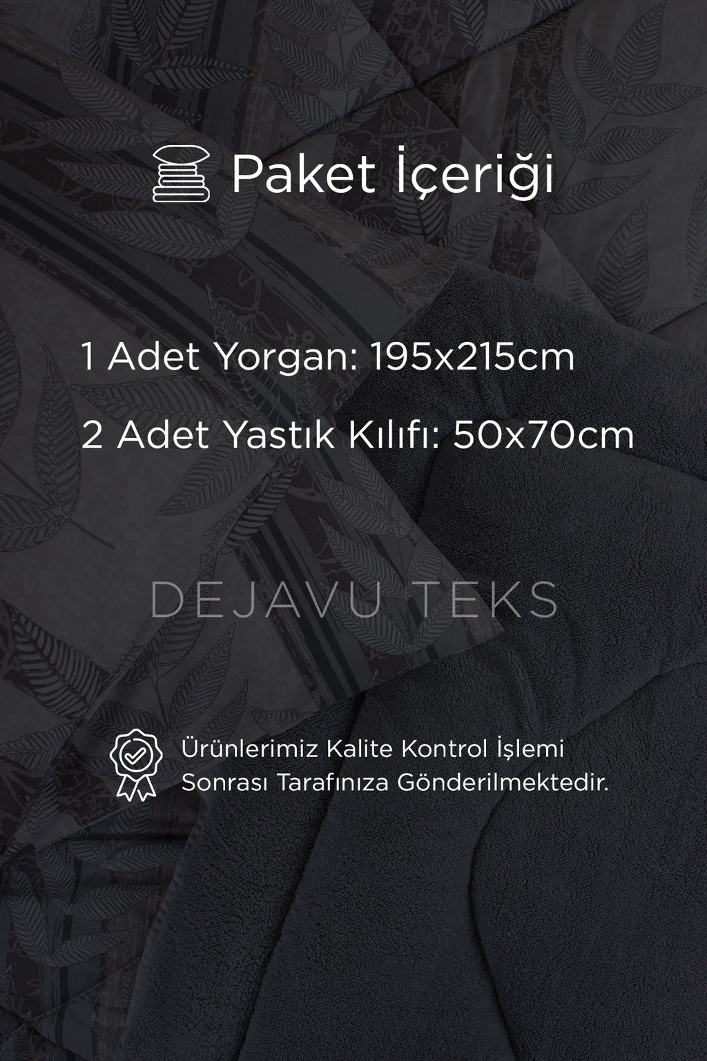 Çift Kişilik Welsoft Yorgan Seti + 2 Yastık Kılıfı | Pamuklu Yaprak Desen Çift Taraflı Yorgan Takımı