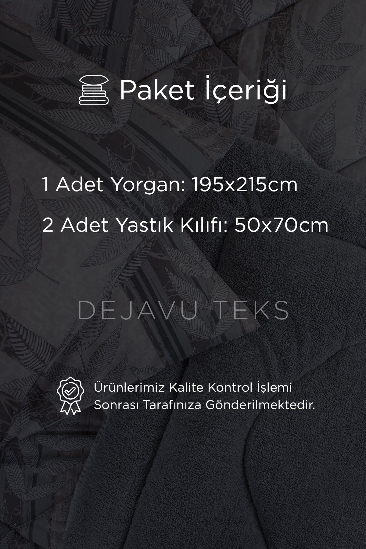 Çift Kişilik Welsoft Yorgan Seti + 2 Yastık Kılıfı | Pamuklu Yaprak Desen Çift Taraflı Yorgan Takımı