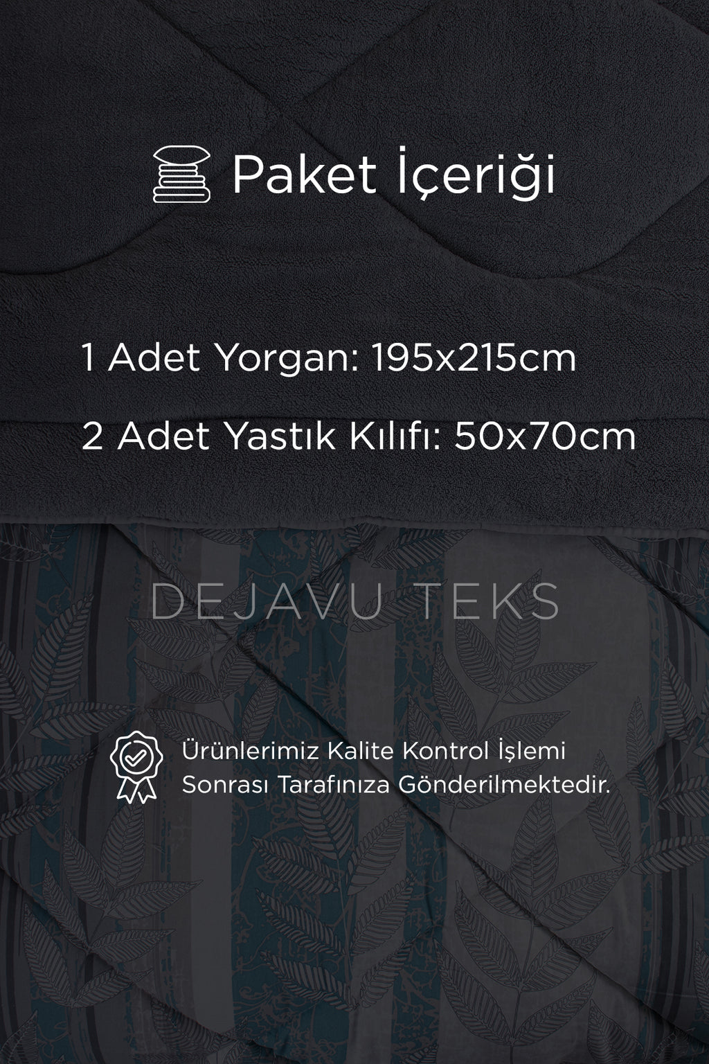 Çift Kişilik Welsoft Yorgan Seti + 2 Yastık Kılıfı | Pamuklu Yaprak Desen Çift Taraflı Yorgan Takımı