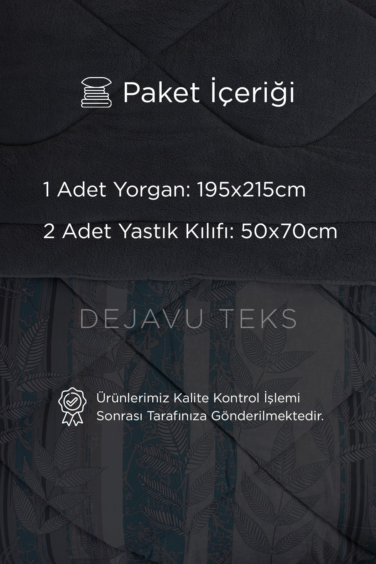 Çift Kişilik Welsoft Yorgan Seti + 2 Yastık Kılıfı | Pamuklu Yaprak Desen Çift Taraflı Yorgan Takımı