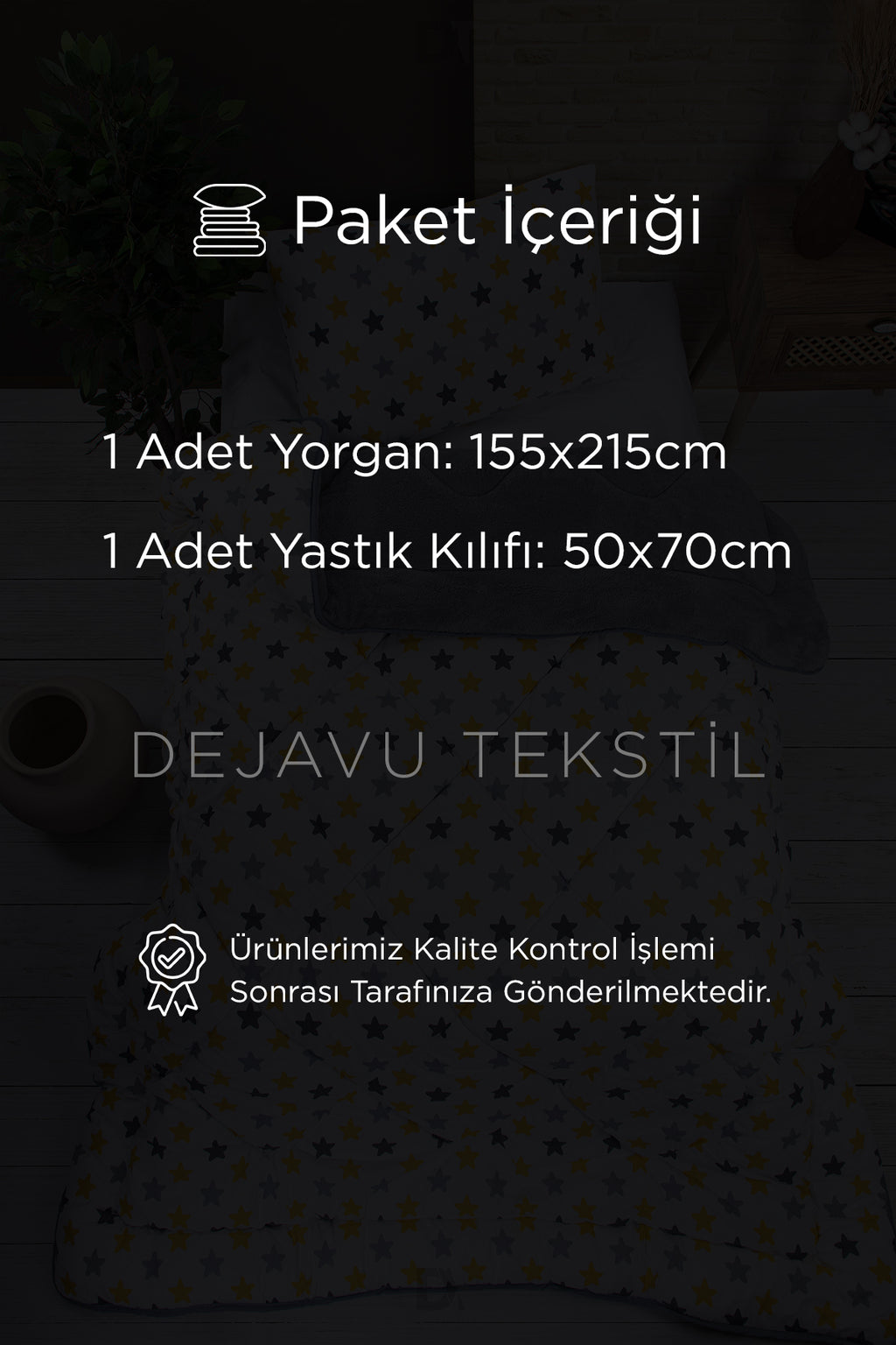 Tek Kişilik Welsoft Yorgan +Yastık Kılıfı Seti | Yıldız Desenli Çift Taraflı Yorgan Takımı