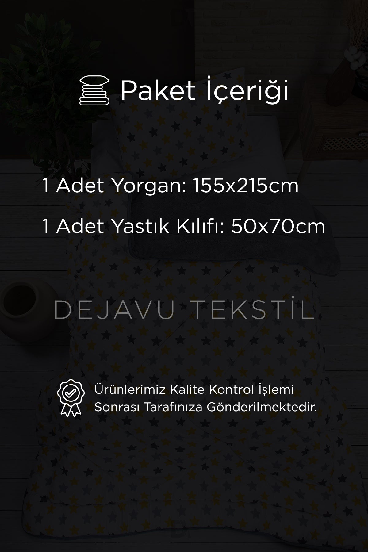 Tek Kişilik Welsoft Yorgan +Yastık Kılıfı Seti | Yıldız Desenli Çift Taraflı Yorgan Takımı