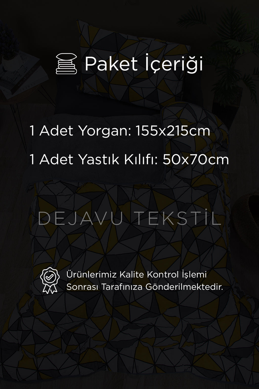Tek Kişilik Welsoft Yorgan +Yastık Kılıfı Seti | Geometrik Desenli Çift Taraflı Yorgan Takımı