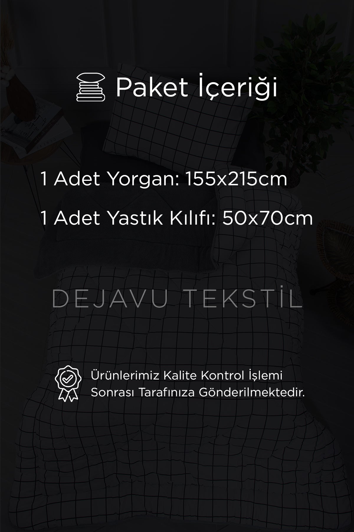 Tek Kişilik Welsoft Yorgan + Yastık Kılıfı Seti | Beyaz Kareli Çift Taraflı Yorgan Takımı