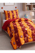 Sarı-Kırmızı Desenli Welsoft Tek Kişilik Yorgan Seti | 1 Adet Yorgan 155x215 cm, 1 adet Yastık Kılıfı 50x70 cm | Dolgulu, Yumuşak, Pamuklu Set
