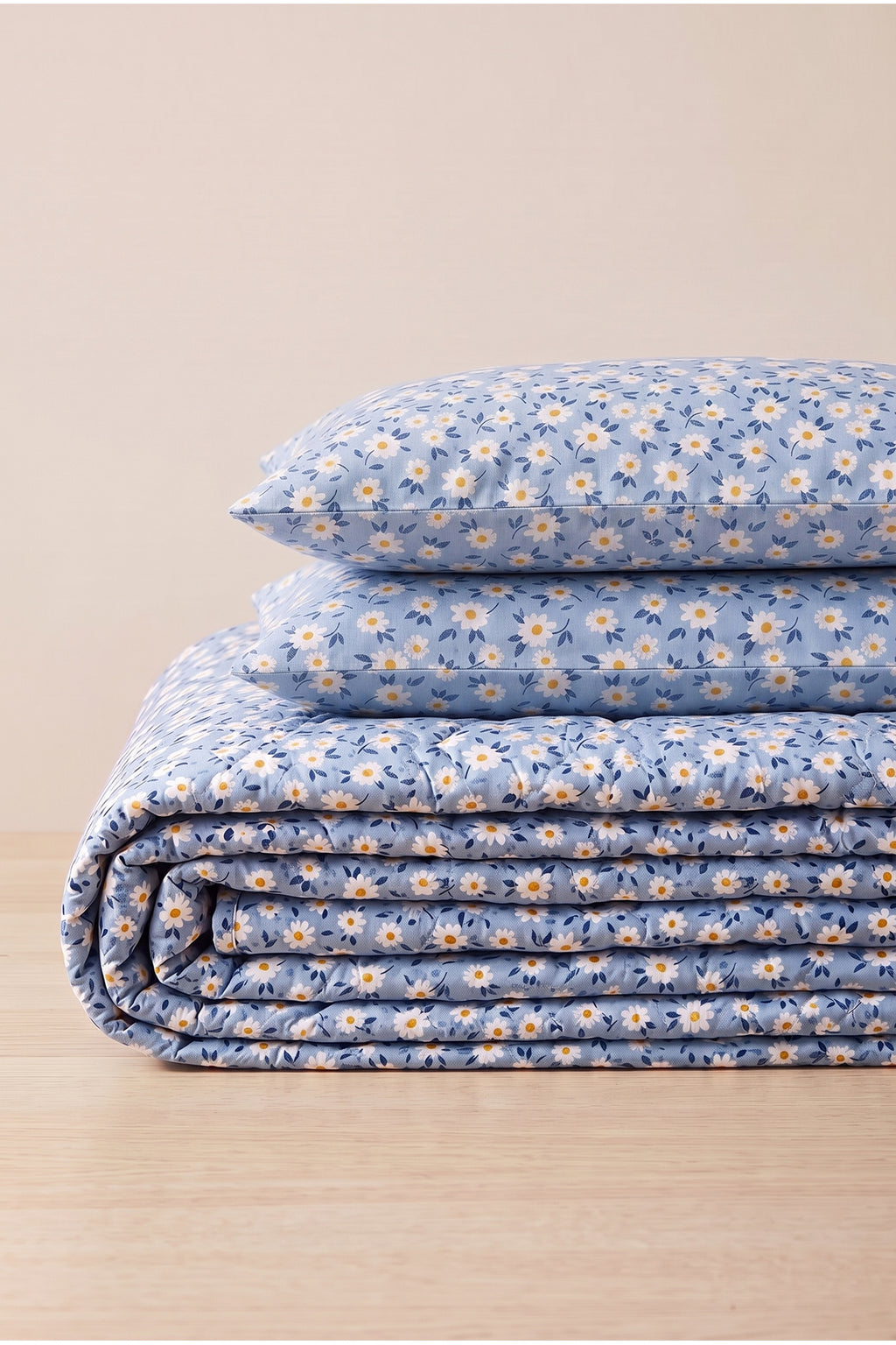 Papatya Desenli Kapitone Çift Kişilik Pike Seti | 1 Adet Pike 200x230 cm, 2 adet Yastık Kılıfı 50x70 cm | Yumuşak, Pamuklu Set