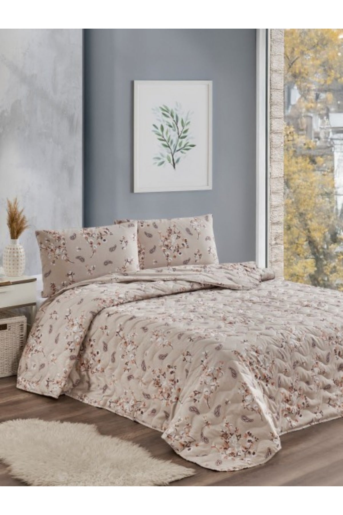 Kapitoneli Tek Kişilik Desenli Pike - Yatak Örtüsü Takımı 170x230 cm - 1 Adet Yastık Kılıflı