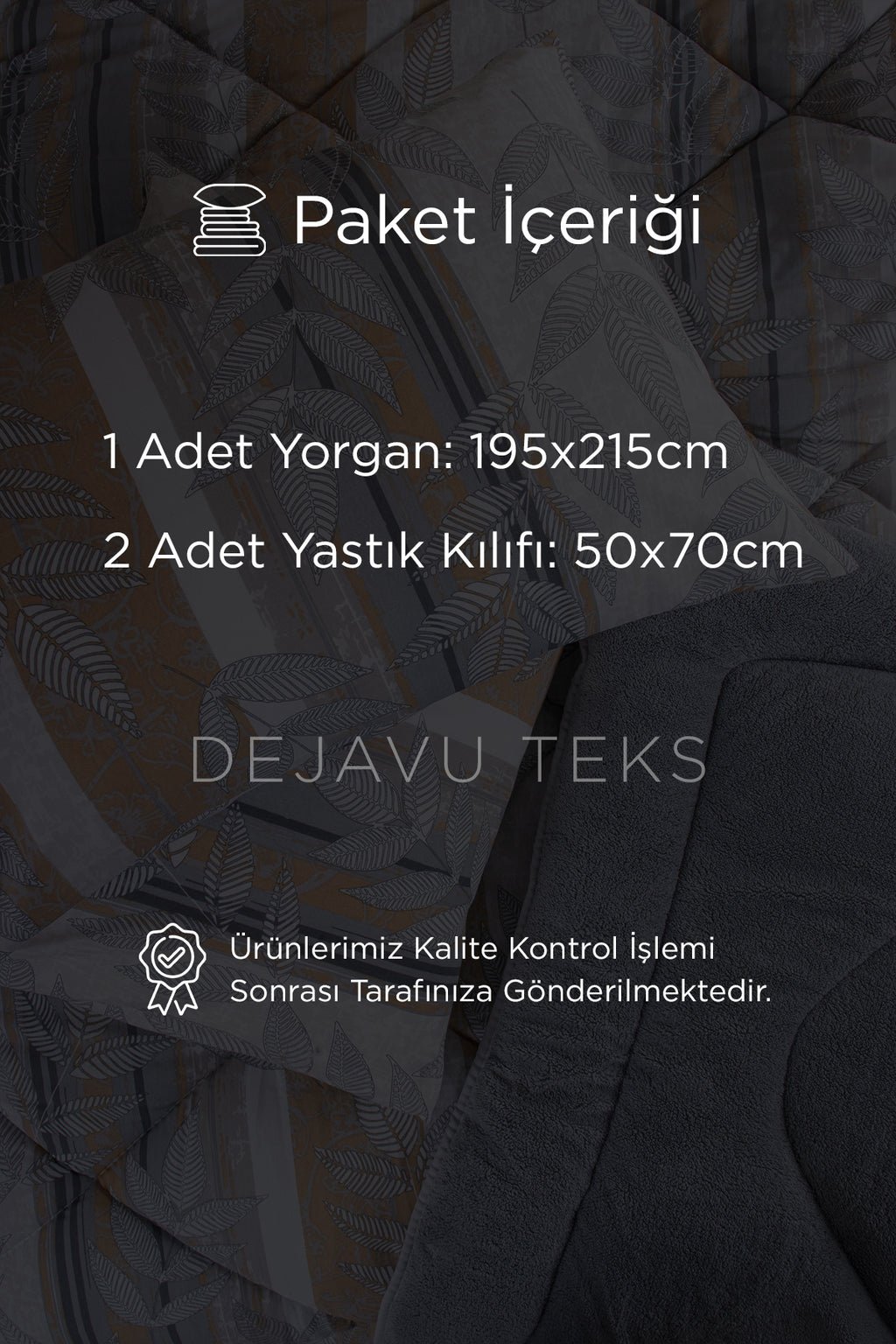 Çift Kişilik Welsoft Yorgan Seti + 2 Yastık Kılıfı | Pamuklu Yaprak Desen Çift Taraflı Yorgan Takımı