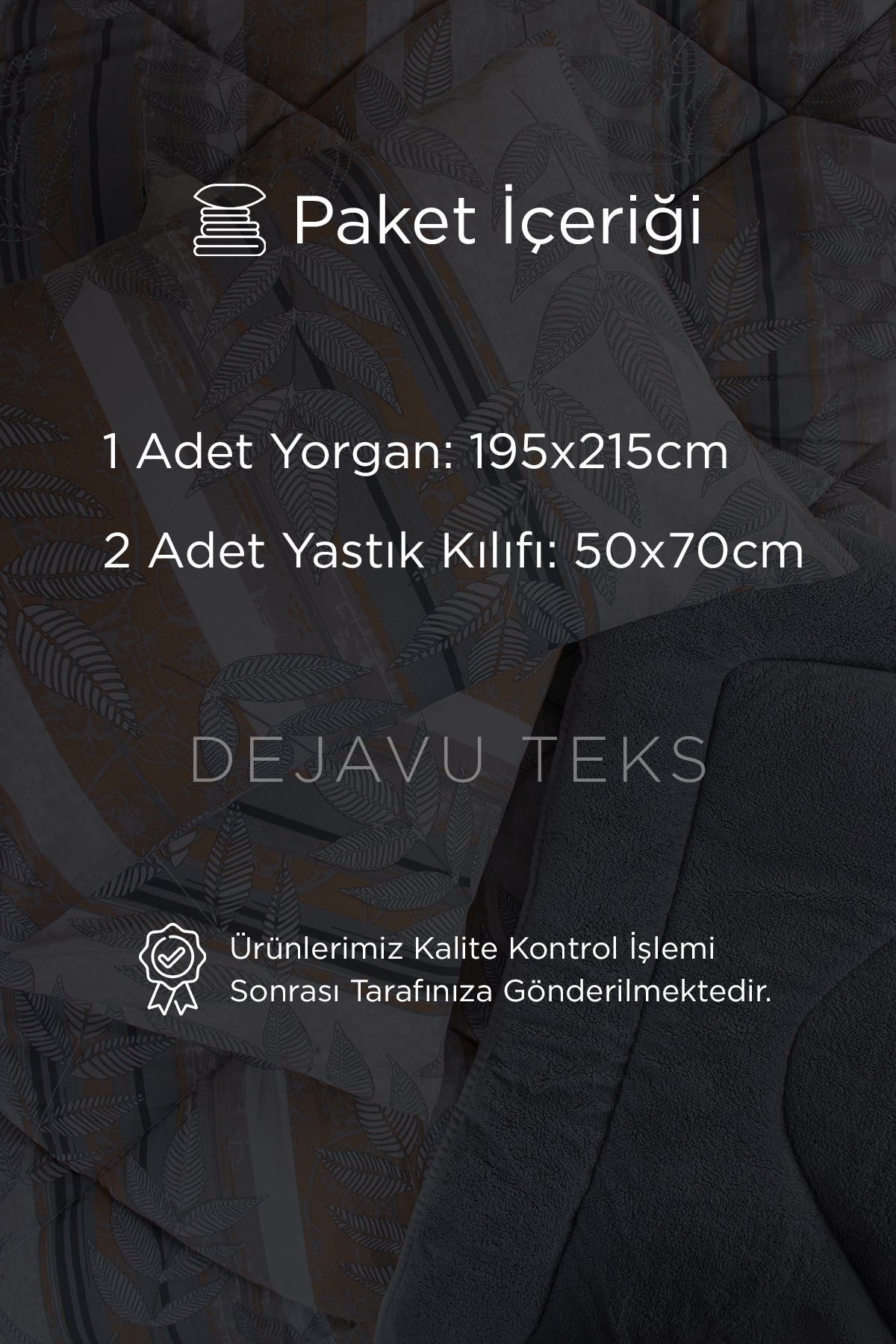 Çift Kişilik Welsoft Yorgan Seti + 2 Yastık Kılıfı | Pamuklu Yaprak Desen Çift Taraflı Yorgan Takımı